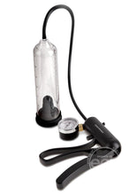 Load image into Gallery viewer, Pump Worx Pro-Gauge Power Penis Pump - Clear and Black
