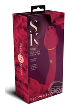 Load image into Gallery viewer, Secret Kisses Rosegasm Rechargeable Silicone Dual End Vibrator with Clitoral Stimulator and Flicker Tongue