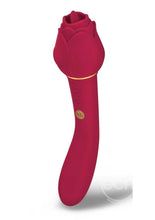 Load image into Gallery viewer, Secret Kisses Rosegasm Rechargeable Silicone Dual End Vibrator with Clitoral Stimulator and Flicker Tongue