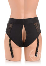 Load image into Gallery viewer, Strap U Laced Seductress Lace Crotchless Panty Harness with Garter Strap
