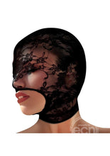 Load image into Gallery viewer, Master Series Lace Seduction Lace Bondage Hood - Black