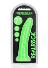Load image into Gallery viewer, RealRock Slim Glow in the Dark Dildo with Suction Cup 7in - Green