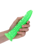 Load image into Gallery viewer, RealRock Slim Glow in the Dark Dildo with Suction Cup 7in - Green