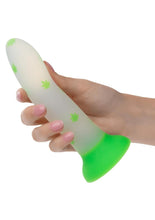 Load image into Gallery viewer, Glow Stick Leaf Silicone Glow in the Dark Dildo with Suction Base - Green
