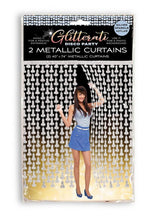 Load image into Gallery viewer, Glitterati Disco Penis Curtains (2 Each 6ft. Panels) - Silver/Black