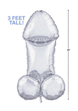 Load image into Gallery viewer, Glitterati Disco Penis 3Ft. Mylar Balloon - Silver/Black