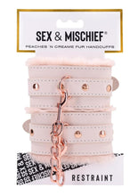 Load image into Gallery viewer, Sex & Mischief Peaches ‘n CreaMe Fur Handcuffs - Ivory/Rose Gold