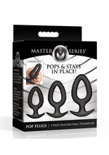 Load image into Gallery viewer, Master Series Pop Plugs Hollow Silicone Anal Trainer Set (3 Piece) - Black