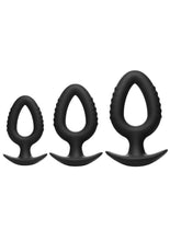 Load image into Gallery viewer, Master Series Pop Plugs Hollow Silicone Anal Trainer Set (3 Piece) - Black