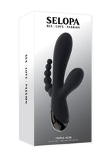 Load image into Gallery viewer, Selopa Triple Aces Rechargeable Silicone Triple Rabbit Vibrator - Black
