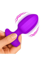 Load image into Gallery viewer, Bang! Ribbed Vibrating Silicone Butt Plug - Purple