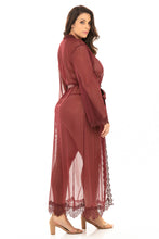 Load image into Gallery viewer, Oh La La Cheri: EYELASH LACE FLOOR LENGTH ROBE W/ SATIN SASH