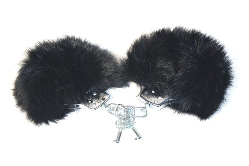 TOUCH OF FUR: Rabbit Fur Locking Metal Handcuffs with 2 Keys [Choice of 4 Colors]
