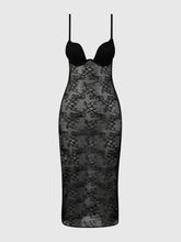 Load image into Gallery viewer, HOUSE OF DESIRE: YVONE LACE PLUNGE PUSH UP GOWN - Black