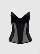 Load image into Gallery viewer, HOUSE OF DESIRE: JULIET SATIN & MESH PLUNGE UNDERWIRE CORSET