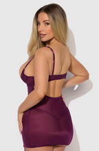 Load image into Gallery viewer, HOUSE OF DESIRE: YASMINE SHIMMER MESH O-RING THIGH GARTER CHEMISE SET