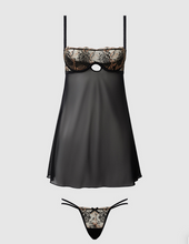 Load image into Gallery viewer, HOUSE OF DESIRE: DELILAH EMBROIDERED & MESH MONOWIRE BABYDOLL SET