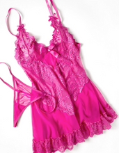 Load image into Gallery viewer, OH LA LA CHERI : Valentine Lacey Babydoll Set - ROSE VIOLET