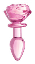 Load image into Gallery viewer, Booty Sparks: Pink Rose Glass Anal Plug - Small