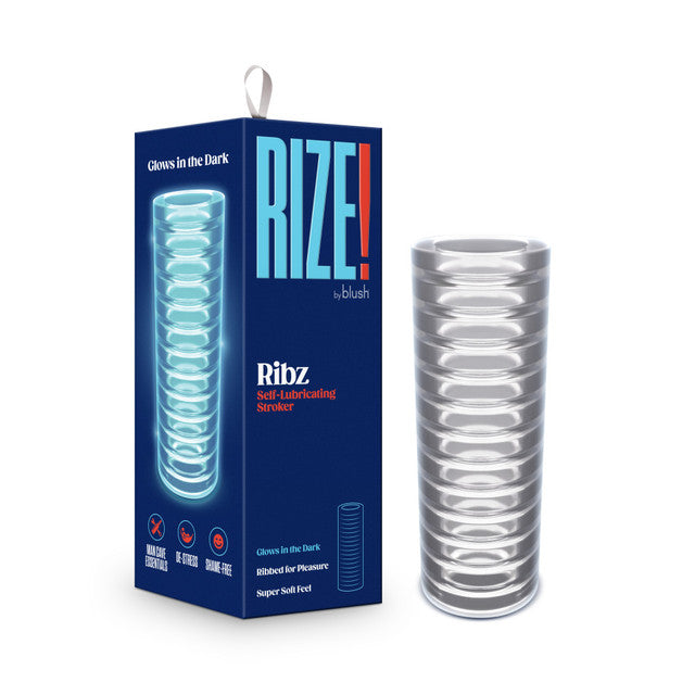 Rize - Ribz - Glow in the Dark Self-Lubricating Stroker - Clear