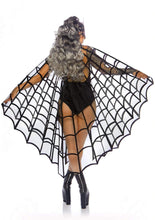 Load image into Gallery viewer, Velvet Flocked Cape With Satin Tie