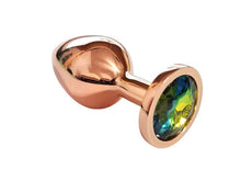 Load image into Gallery viewer, TOUCH OF FUR: Rose Gold Butt Plug with Round Rainbow Gem
