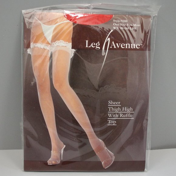 LEG AVENUE: 9200 Sheer Thigh Highs with Ruffle Top [red]