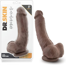 Load image into Gallery viewer, Dr. Skin Mr. Mayor Dildo with Balls and Suction Cup 9in - Chocolate
