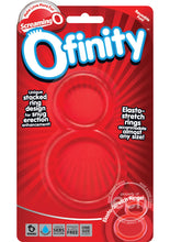 Load image into Gallery viewer, Ofinity Super Stretchy Double Silicone Cock Ring Waterproof - Red
