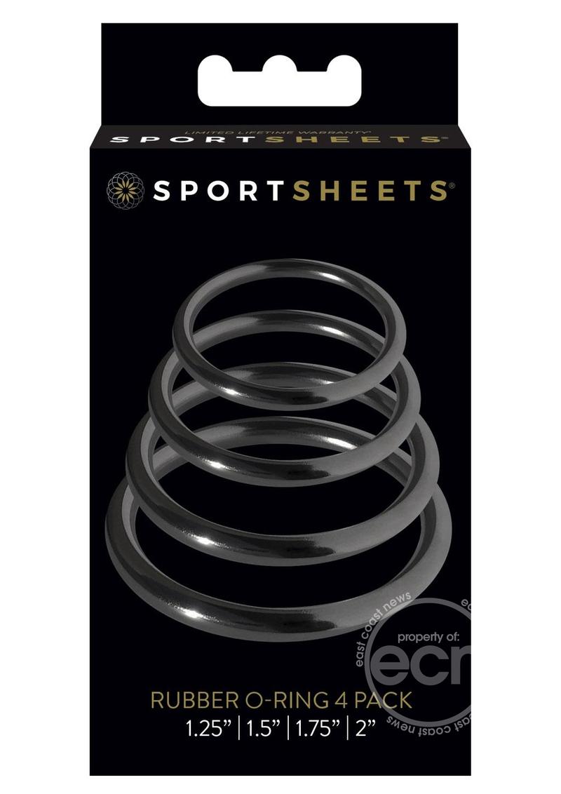 SPOTSHEETS Rubber O Ring Cock Ring (4 Pack) - Black
