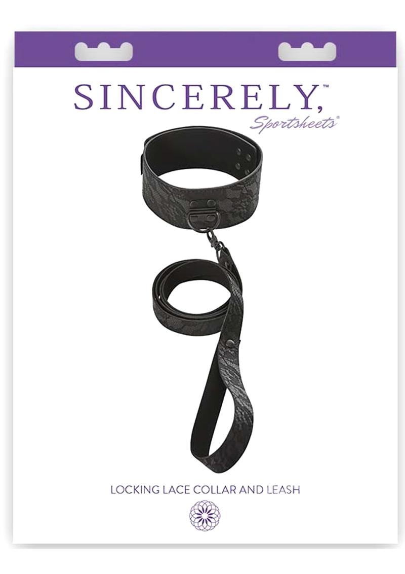 SINCERELY Locking Lace Collar and Leash - Black