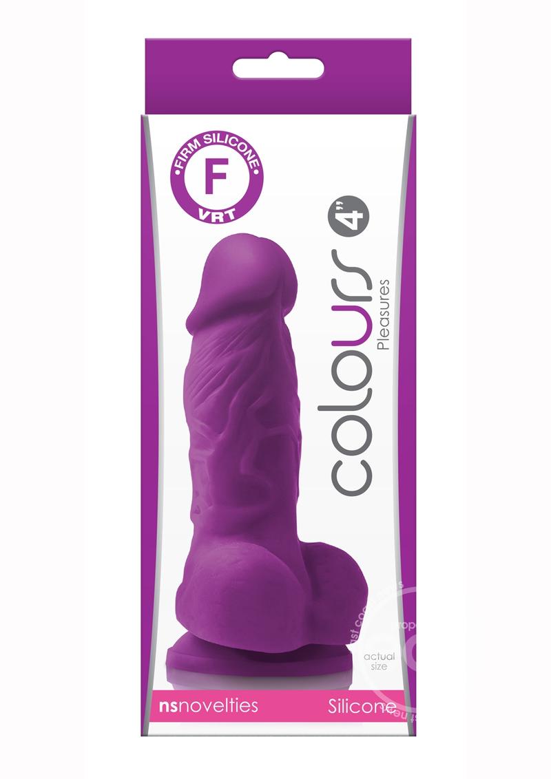 Colours Pleasure Silicone Dildo 4in - Purple