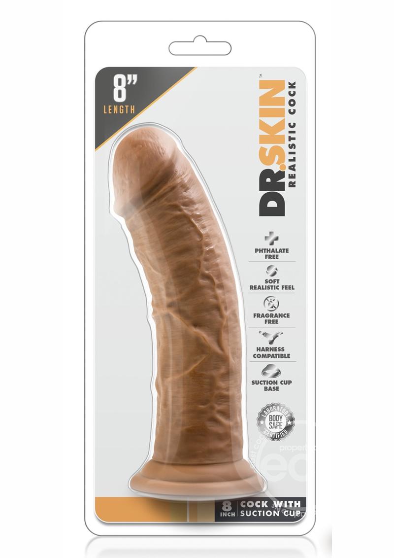 Dr. Skin Silver Collection Dildo with Suction Cup 8in - Mocha