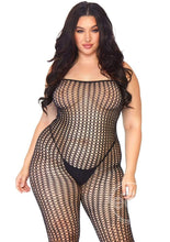 Load image into Gallery viewer, Leg Avenue Seamless Crochet Net Spaghetti Strap Bodystocking - Plus Size - Black
