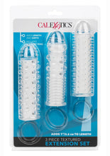 Load image into Gallery viewer, Textured Extension Set Penis Sleeves (3 piece) - Clear

