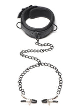 Load image into Gallery viewer, Master Series Collared Temptress Collar with Nipple Clamps - Black
