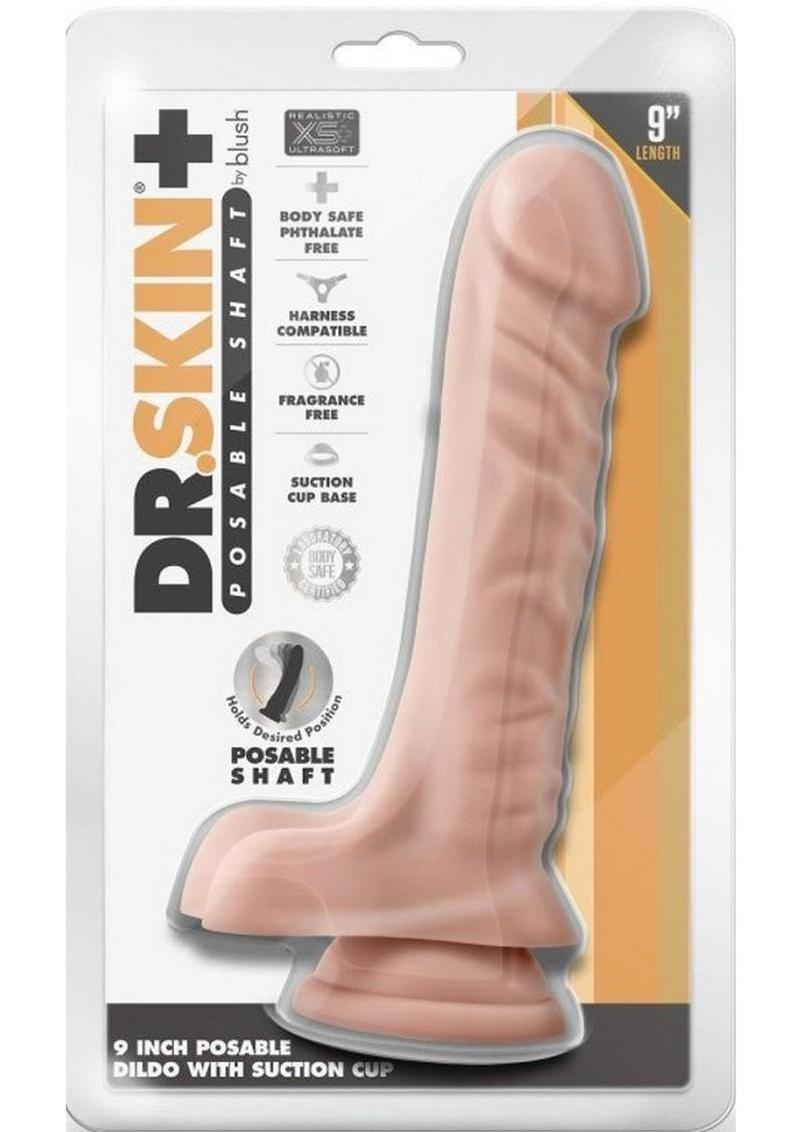 Dr. Skin Posable Dildo with Balls - 9in (availabe in 2 colours)