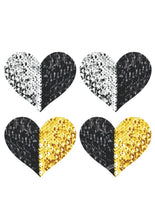 Load image into Gallery viewer, Peekaboos Reversilbe Sequin Hearts Pasties - Black/Gold

