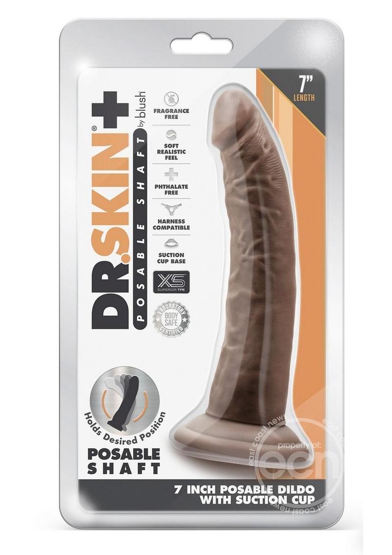 Blush Dr. Skin Plus Posable Dildo 7in - Chocolate