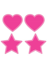 Load image into Gallery viewer, Peekaboo Glow In The Dark Hearts &amp; Stars Pasties - Hot Pink
