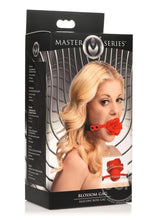 Load image into Gallery viewer, Master Series Blossom Gag Silicone Rose Gag - Red/Black
