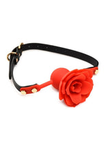 Load image into Gallery viewer, Master Series Blossom Gag Silicone Rose Gag - Red/Black
