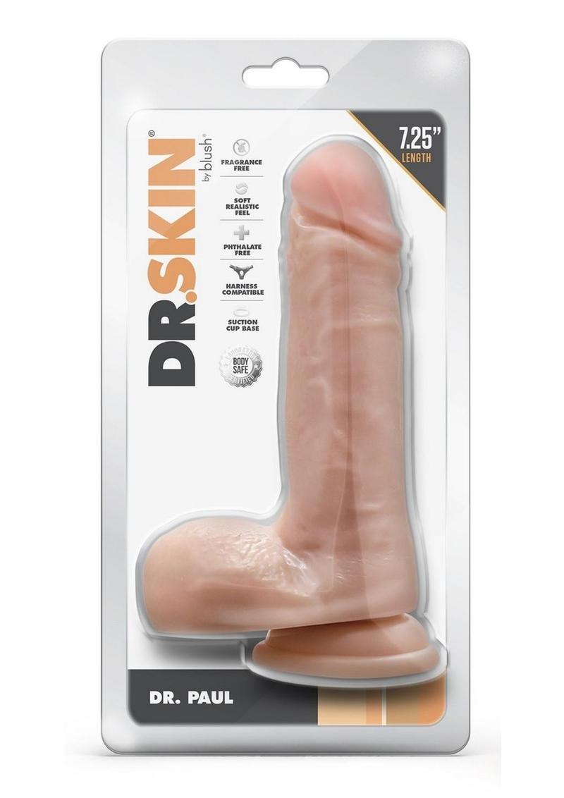 Dr. Skin Dr. Paul Dildo with Balls and Suction Cup 7.25in (availabe in 2 colours)