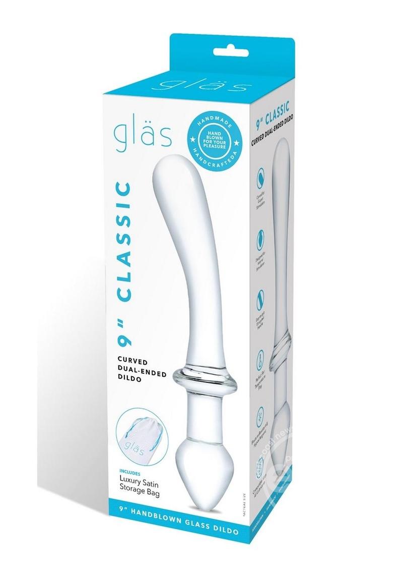 Glas: Classic Curved Dual-Ended Dildo 9in - Clear