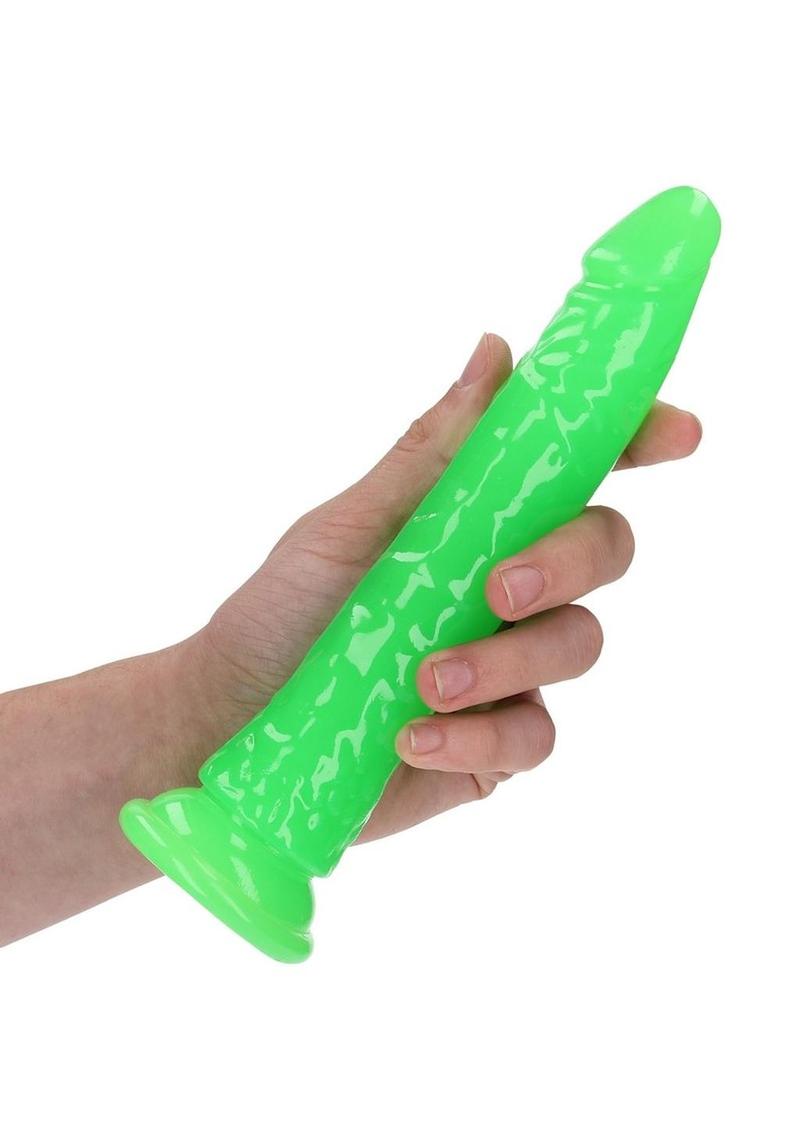 RealRock Slim Glow in the Dark Dildo with Suction Cup 8in (available in 2 colours)