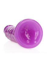Load image into Gallery viewer, RealRock Slim Glow in the Dark Dildo with Suction Cup 9in - Purple
