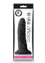 Load image into Gallery viewer, NS Novelties Colours Pleasures Silicone Thin Dildo 5in - Black
