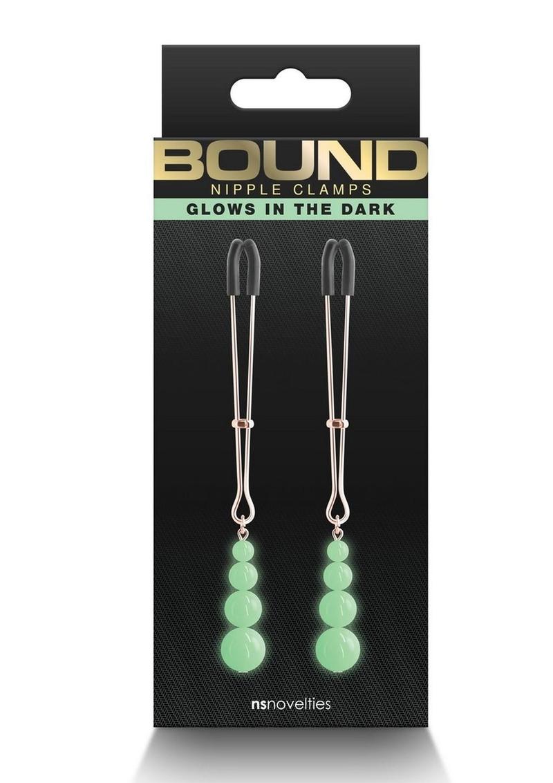 Bound Nipple Clamps Glow in the Dark - Rose Gold