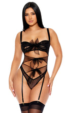 Load image into Gallery viewer, FORPLAY: Unwrap Me Mesh Bow Cutout Teddy - Black
