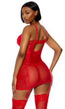 Load image into Gallery viewer, Forplay: Thirst Strap Strappy Lace Chemise Lingerie Set - Rose
